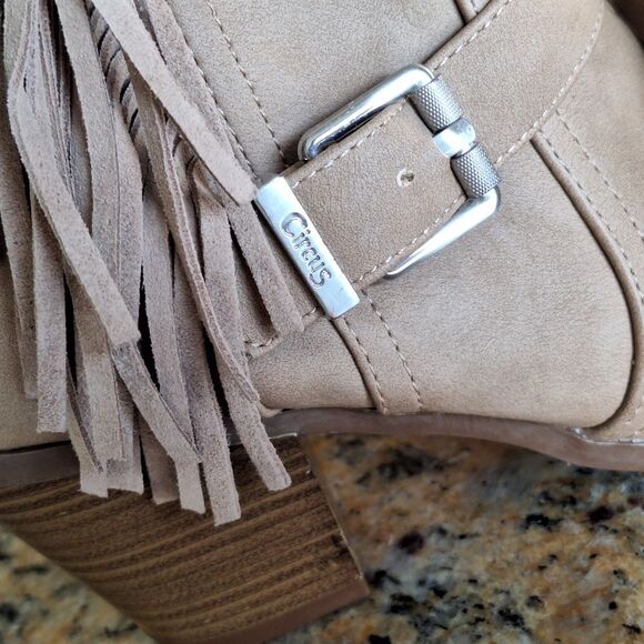 Festival Fringe Ankle Booties Leah beige zip 7.5M CIRCUS by SAM EDELMAN Boots - Picture 14 of 15